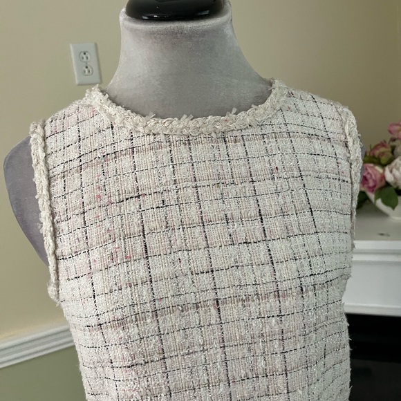 SHE LIMITED Tweed Cream Patterned  Sleeveless Textured Dress Size M NWOT - Picture 6 of 11